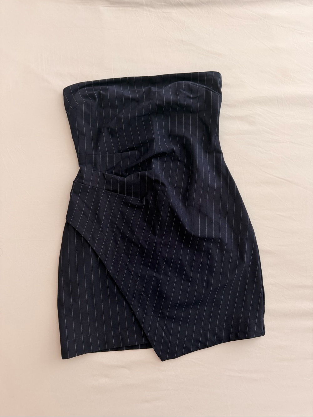 wild fable Navy Pinstripe Strapless Mini Dress